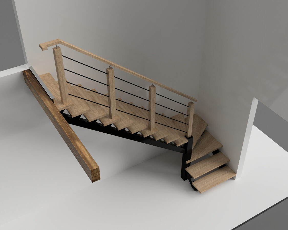 Kāpnes 3D modelis - 90º