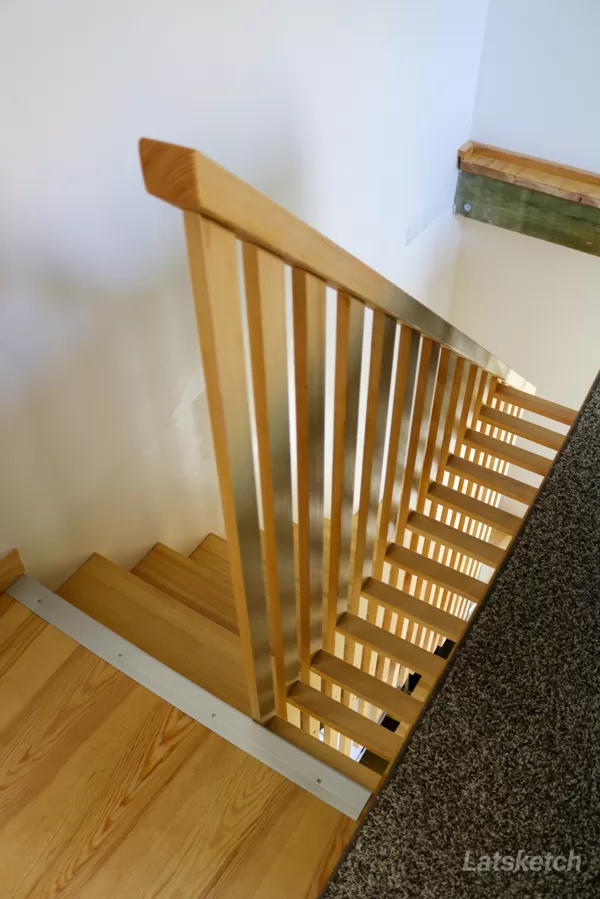 Pine solid wood stairs with steel frame