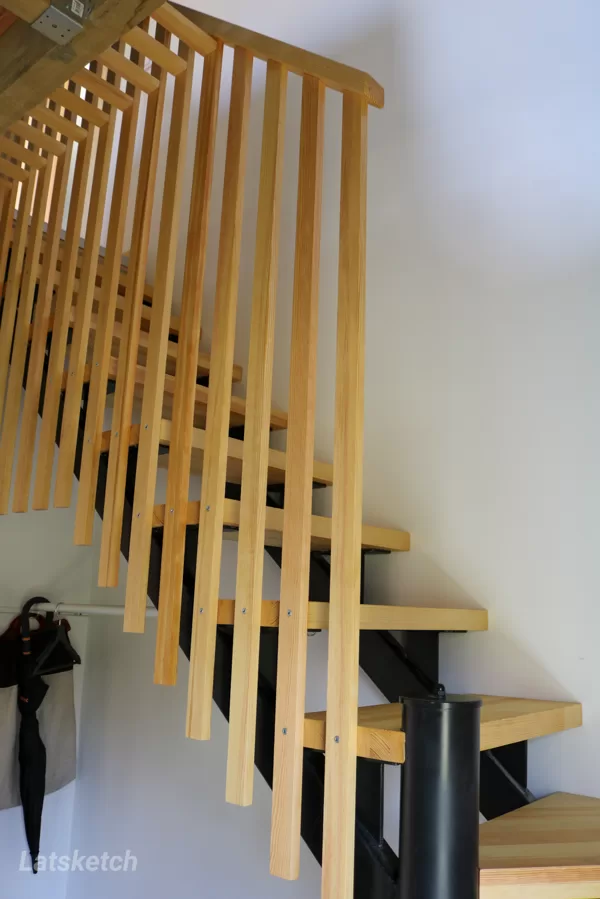 Pine solid wood stairs with steel frame