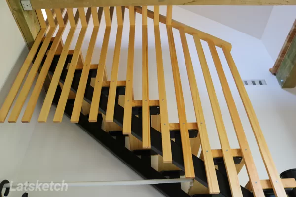 Pine solid wood stairs with steel frame