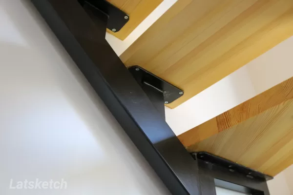 Pine solid wood stairs with steel frame